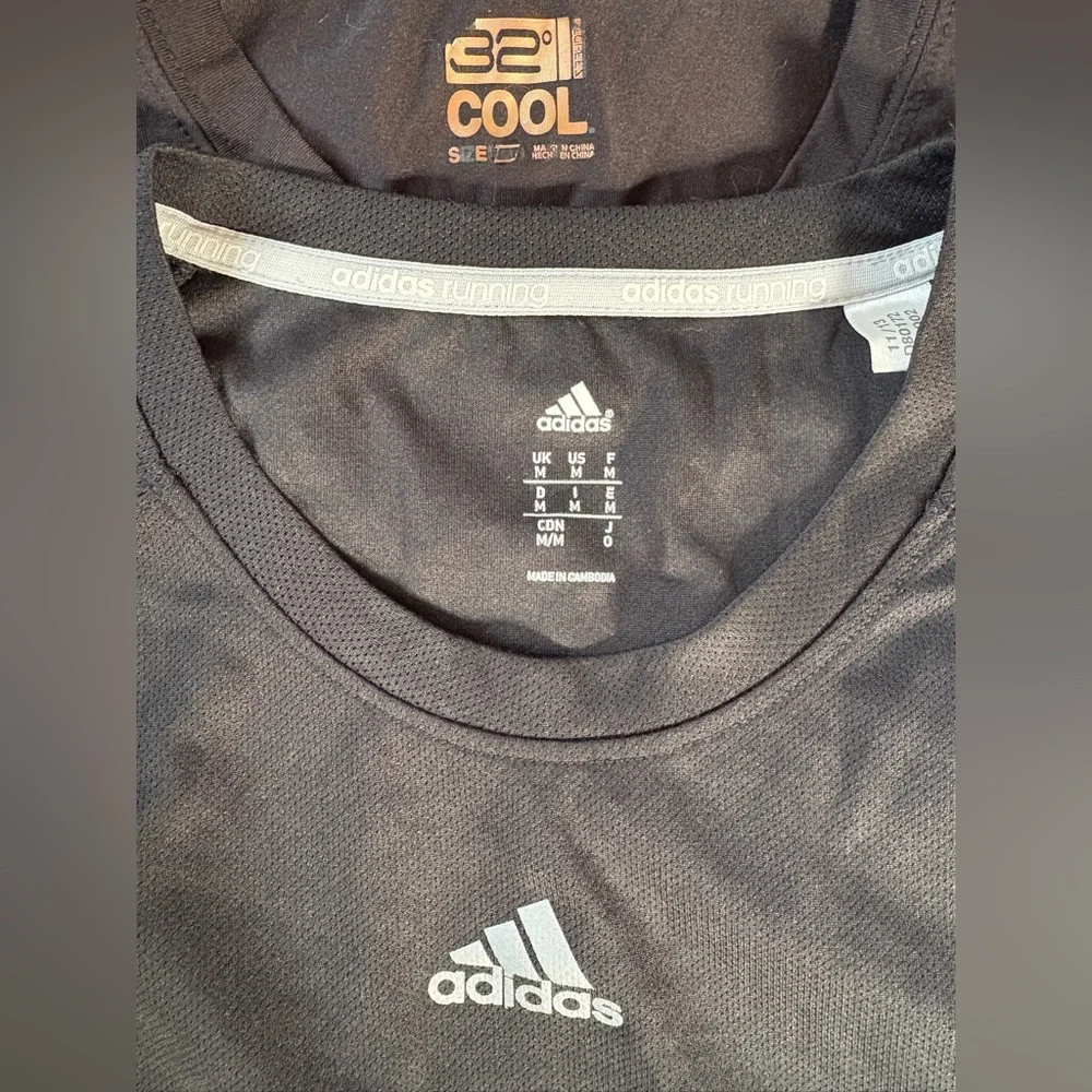 Adidas & 32 Degree Cool Black Running Workout Performance Crew Neck Tees